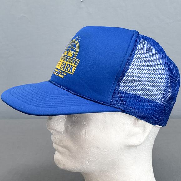 VTG Snap Back Trucker Hat Golden Spike R.V. Park Utah 90s Grandpa Cap Foam Mesh - Picture 5 of 10